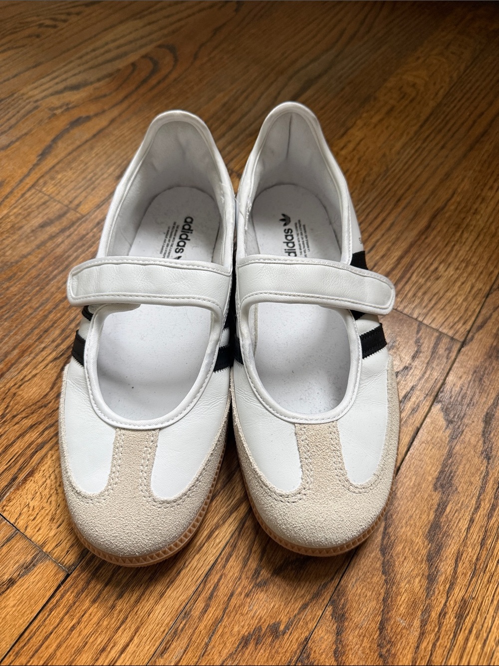 Adidas White, Beige & Black Mary Jane Sneakers